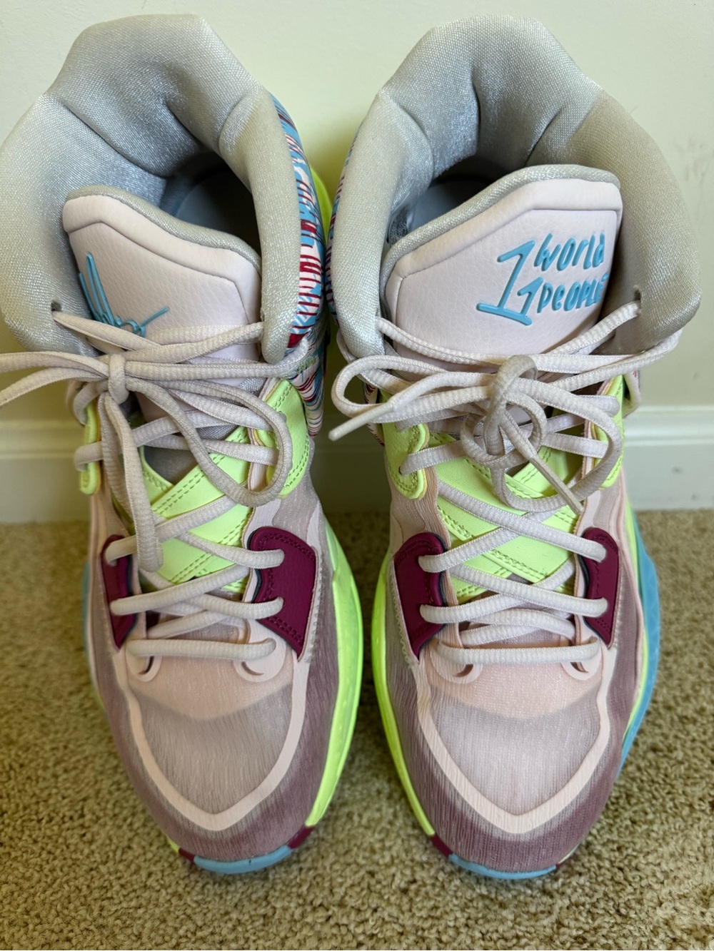 Nike Women's Pink, Neon Green & Burgundy High-Top Sneakers
